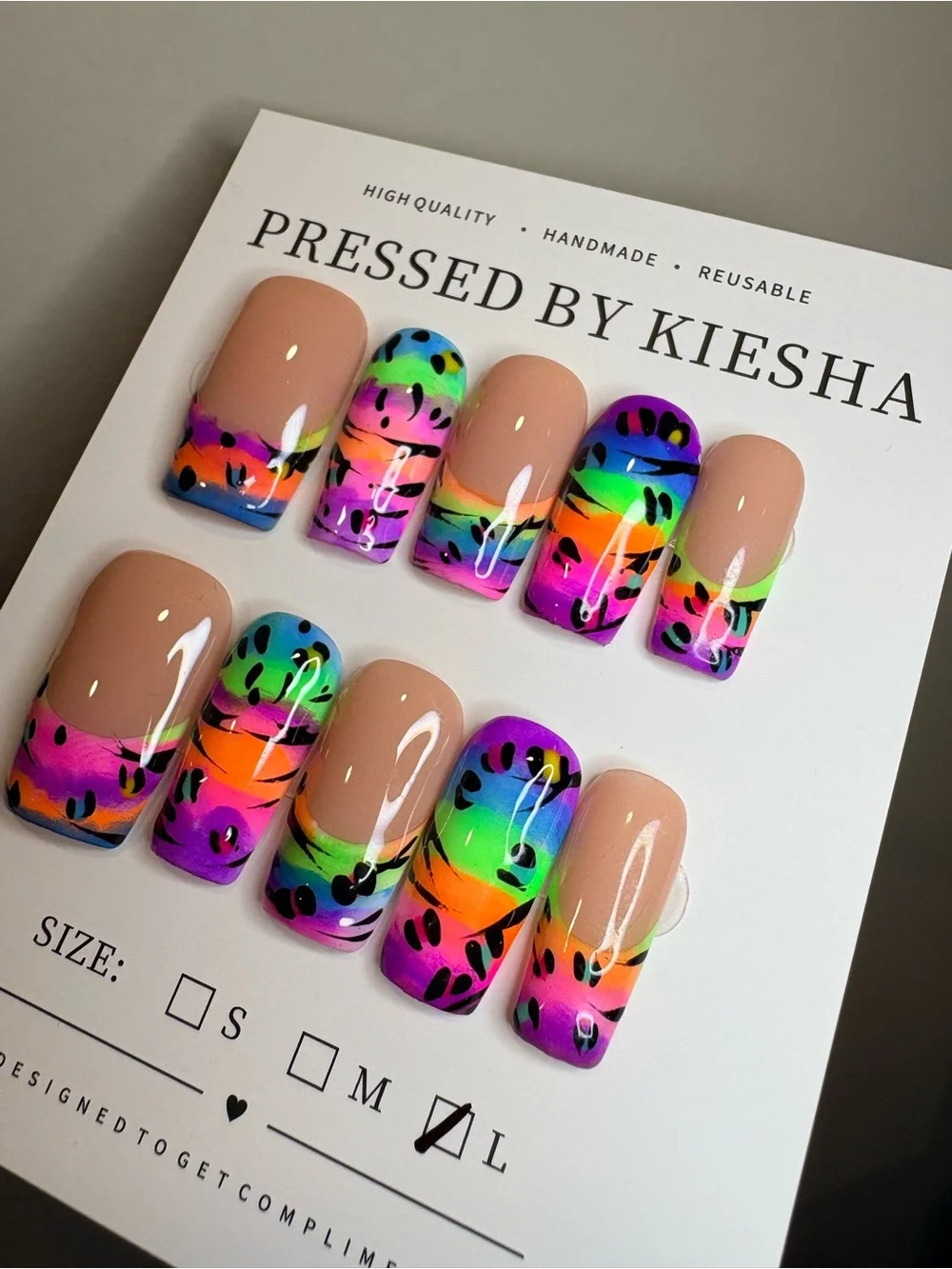 Multicolor Rainbow Leopard Press-On Nails